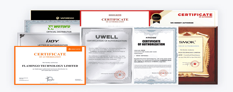Fumot Vape branschcertifieringar